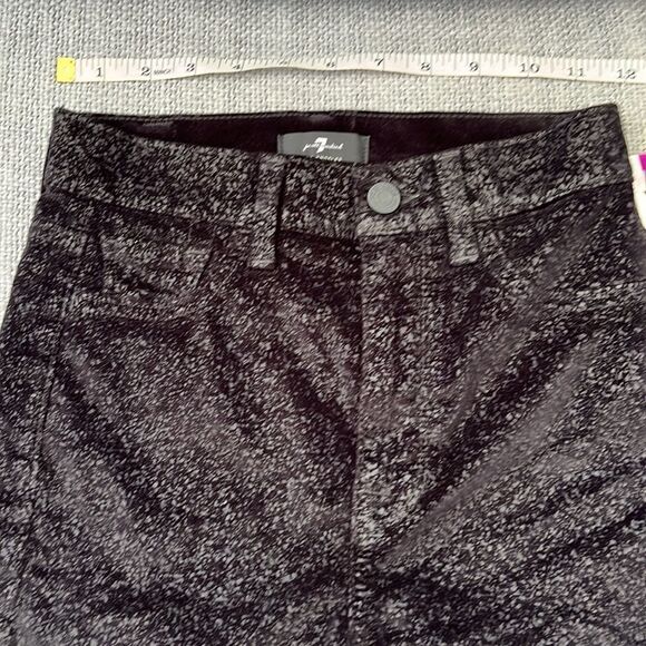 7 For All Mankind Jeans Womens‎ High Rise Metallic Velvet Ankle Skinny Black 23 - Picture 4 of 11